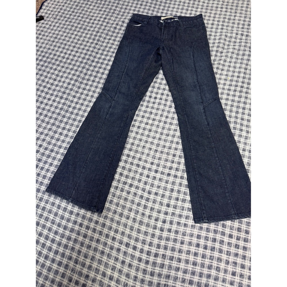 GAP Jeans Stretch Dark Wash Flare Leg Denim Trousers Blue Seamed Size 6